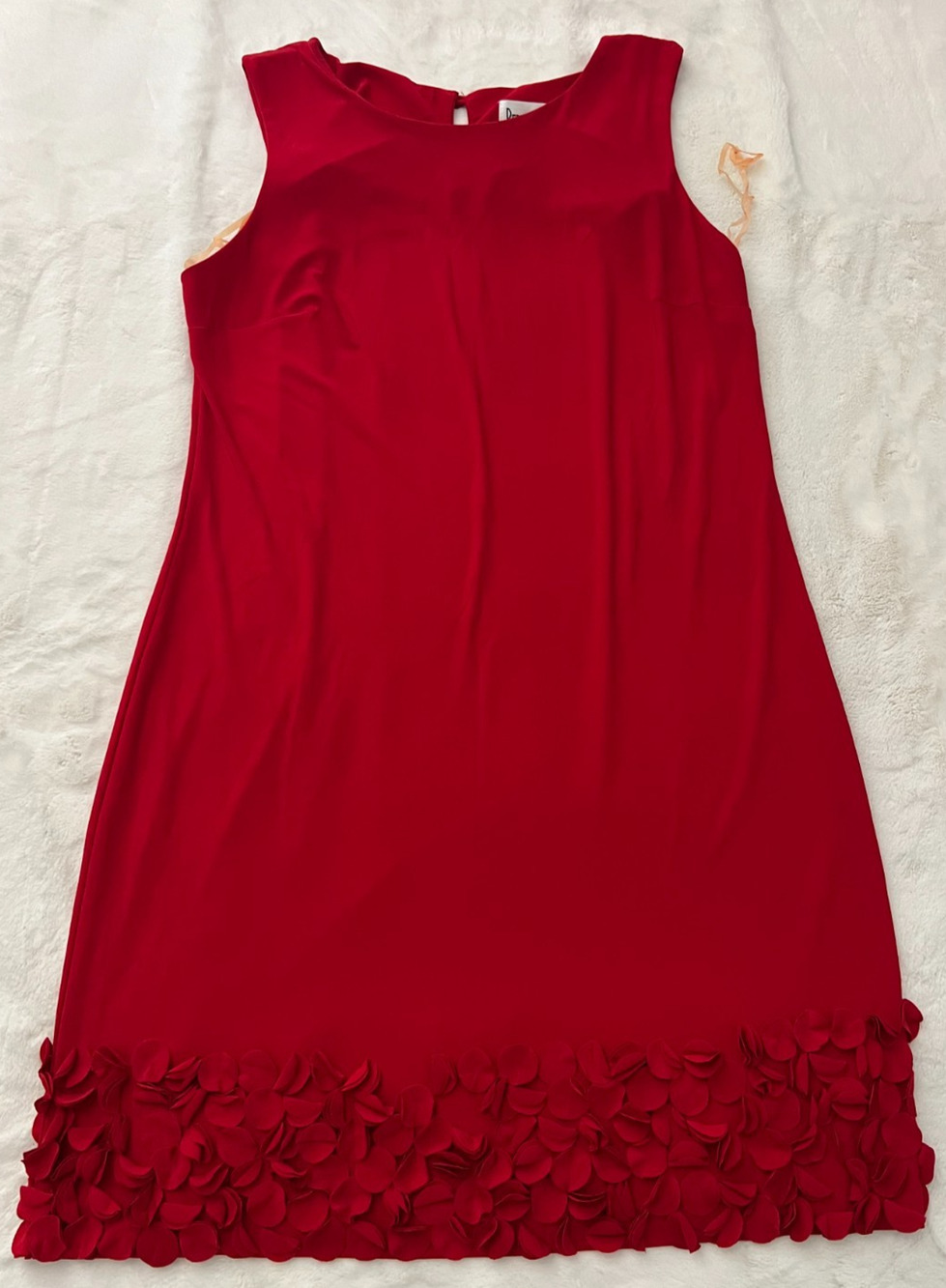 Prenwickle Womens Red Dress Size 14 Floral Applique Stretch Cocktail Party